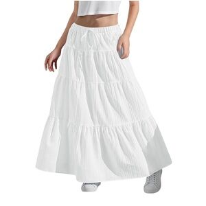 Amazon- White Tiered Maxi Skirt Size M